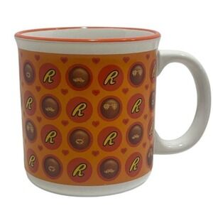 VTG Reese's R Graphic Coffee‎ Cup Mug Galerie Orange Hershey's